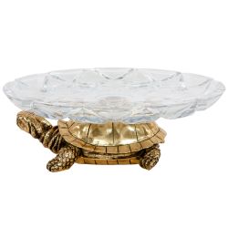 Фруктовница Черепаха Бронза со стеклянной чашей