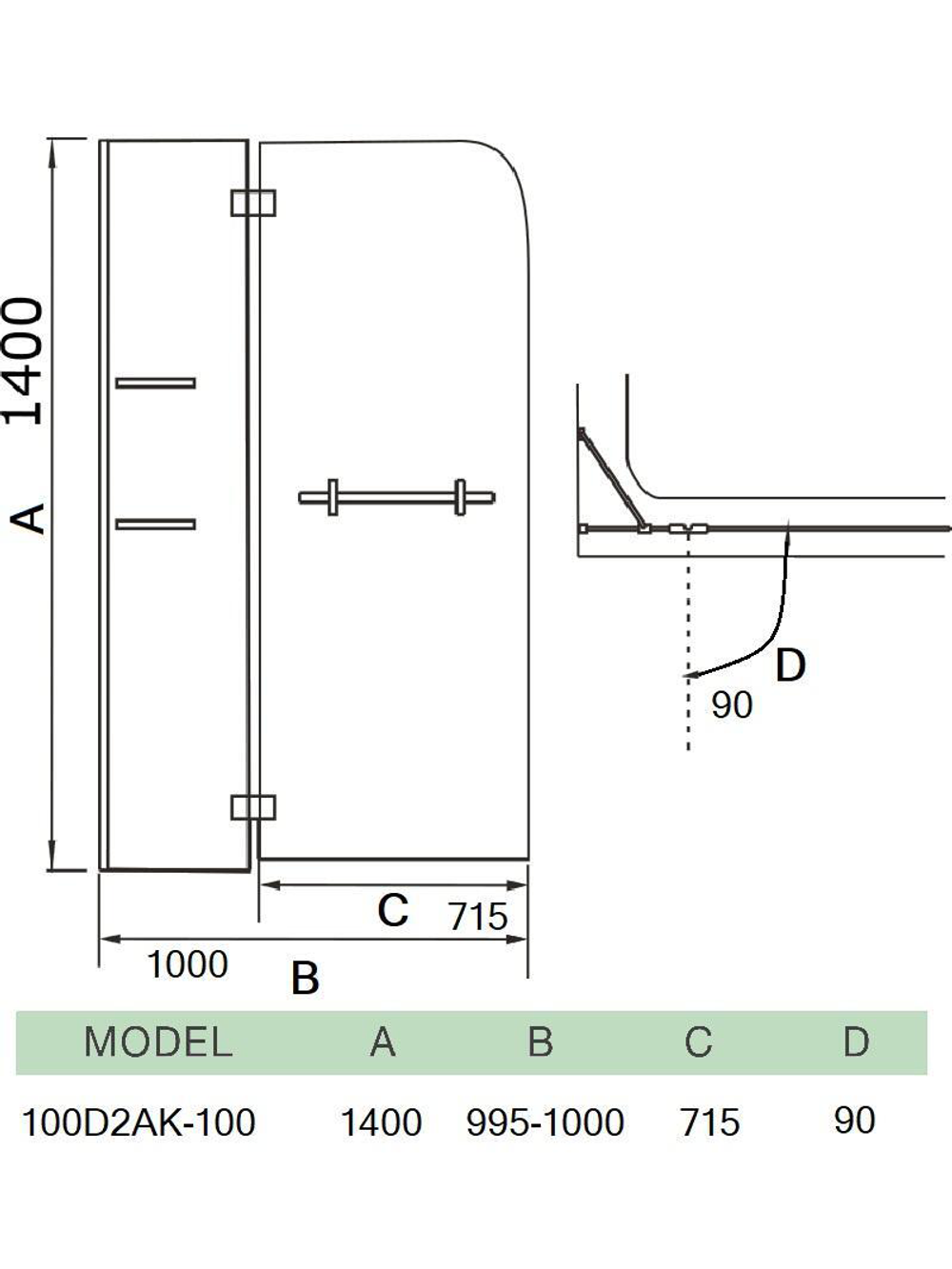 Душевое ограждение WeltWasser  WW400  Арт. 80G-1 Размер 800х1850 мм 10000001237 прямоугольная