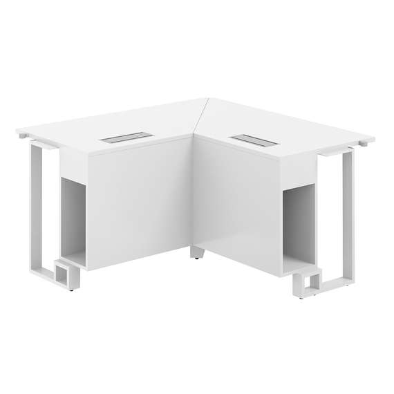 SP.0105.WH.WH.WH / Модуль угловой 1400х1400х750 / столешница:белый, подстолье:белый, металлокаркас:белый, лючок:серый