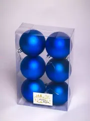 Набор пластиковых шаров Анет 80 мм., синий матовый, 6 шт., ЕлкиТорг (150303)