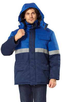 Куртка "ОРИОН" мужская, удлиненная, утепленная, цвет: синий с васильковым - распродажа