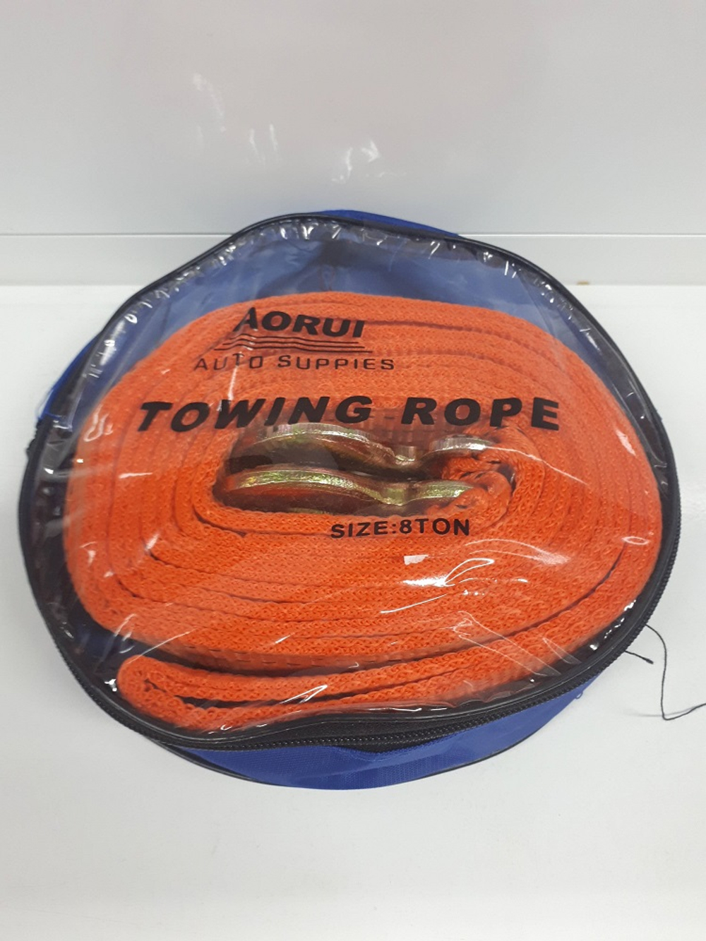 8Т-4.5М / Трос буксировочный для автомобиля, 8 тонн, 4.5 метра, оранжевый, с крюками, AORUI, TG (1 шт.)