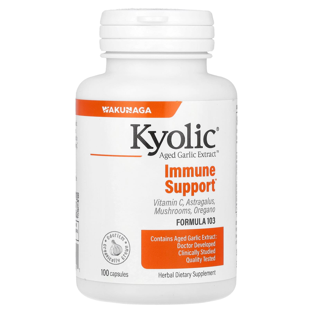 Kyolic, Aged Garlic Extract ™, поддержка иммунитета, формула 103, 100 капсул