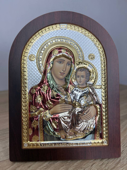 Иерусалимская БМ, икона арочная, красное дерево, эмаль 150х200