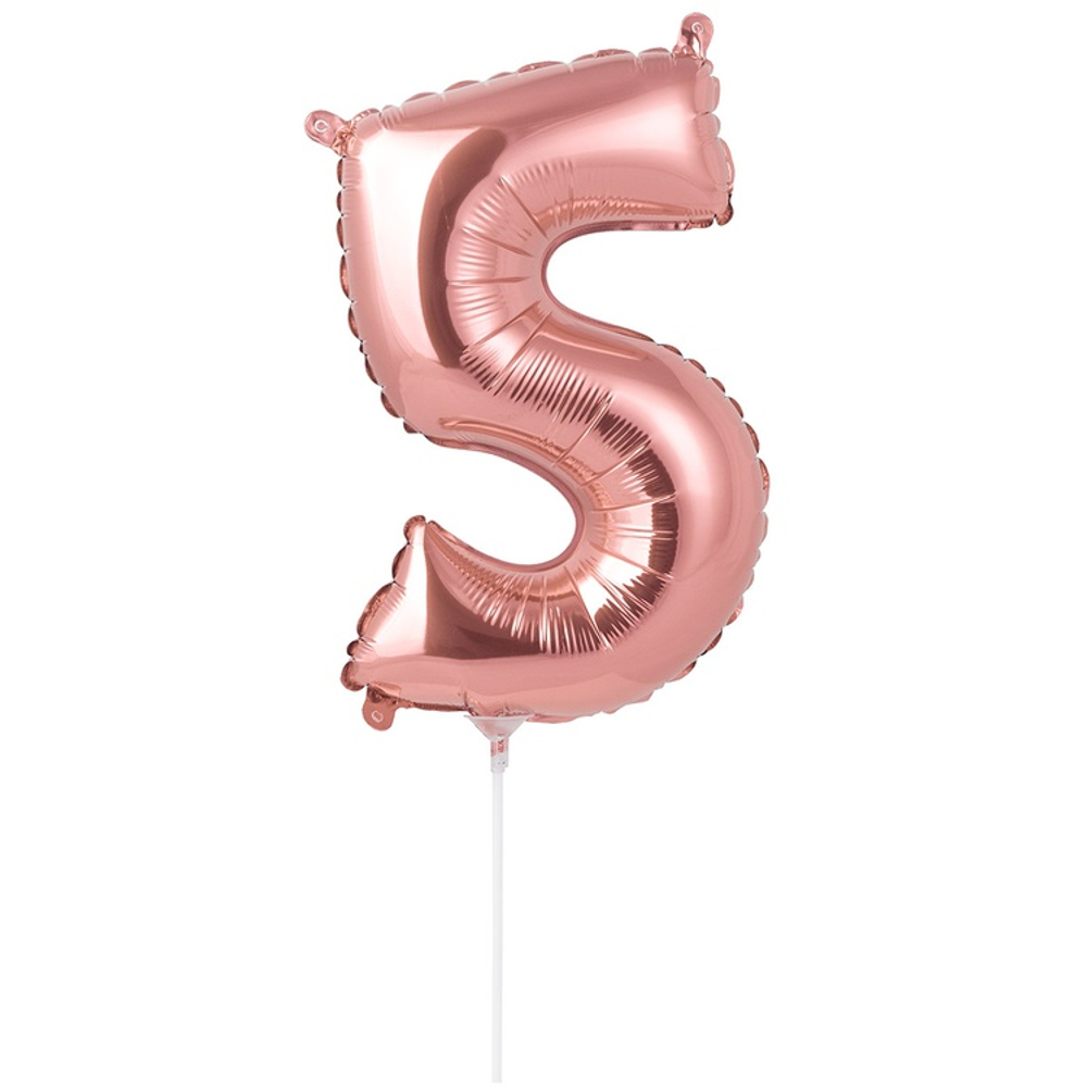 Шар фольгированный Цифра 5 40 см (Розовое Золото)