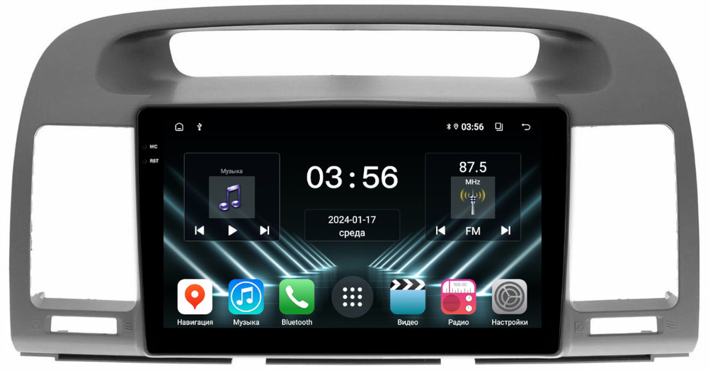 Магнитола Toyota Camry 30 2001-2006 (рамка графитовая) - FarCar DX3020M монитор 9.5" IPS на Android 13, 4+64Гб, CarPlay