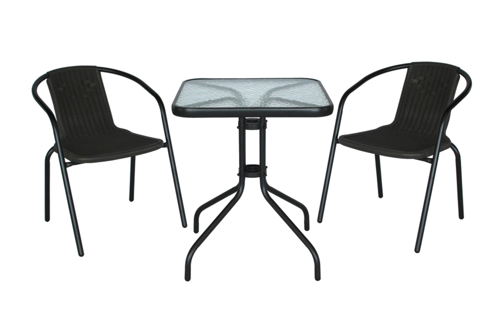 Набор мебели Garden Story Луис мини (2 Стул Garden Storyа+стол 60х60 см, каркас черн, пластик коричн.)