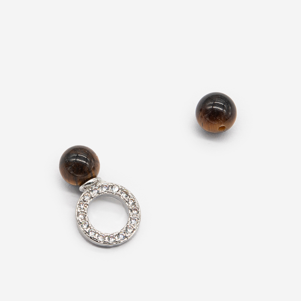 Бусина полупросверленная из натурального тигрового глаза, 6,5мм