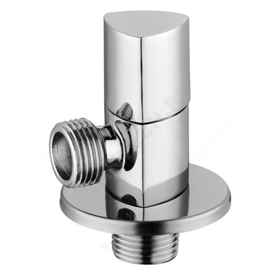 Клапан (вентиль) латунь бытовой хром угловой с отражателем 1070 G1/2"х3/8" Ру16 НР маховик треугольный Aquasfera 1070-03