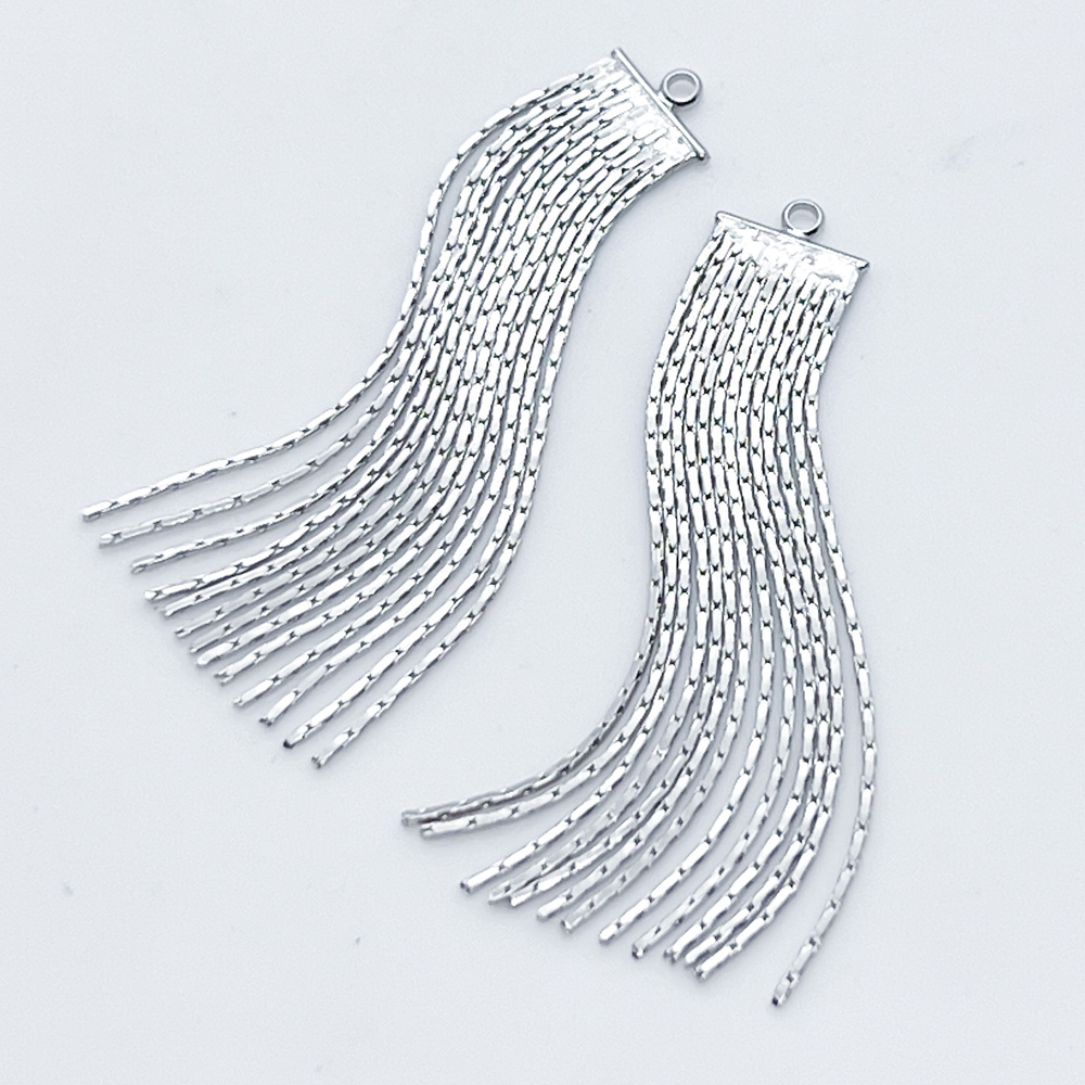 Подвеска Кисточка, цвет серебро, размер 47*9 мм, цена за набор 2 шт