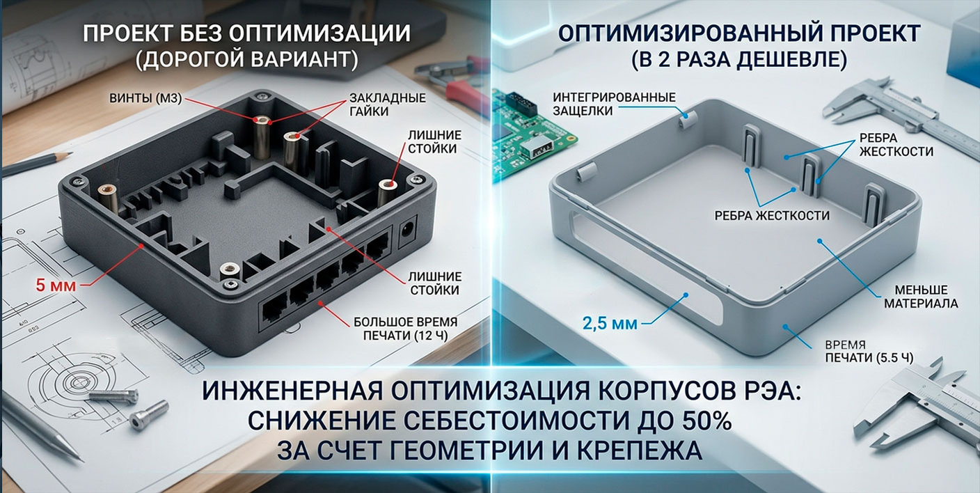 Как снизить себестоимость пластикового корпуса для электроники в 2 раза: гайд по оптимизации