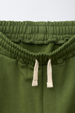 ZARA БРЮКИ BARREL ИЗ ФУТЕРА, ЗЕЛЕНЫЙ
