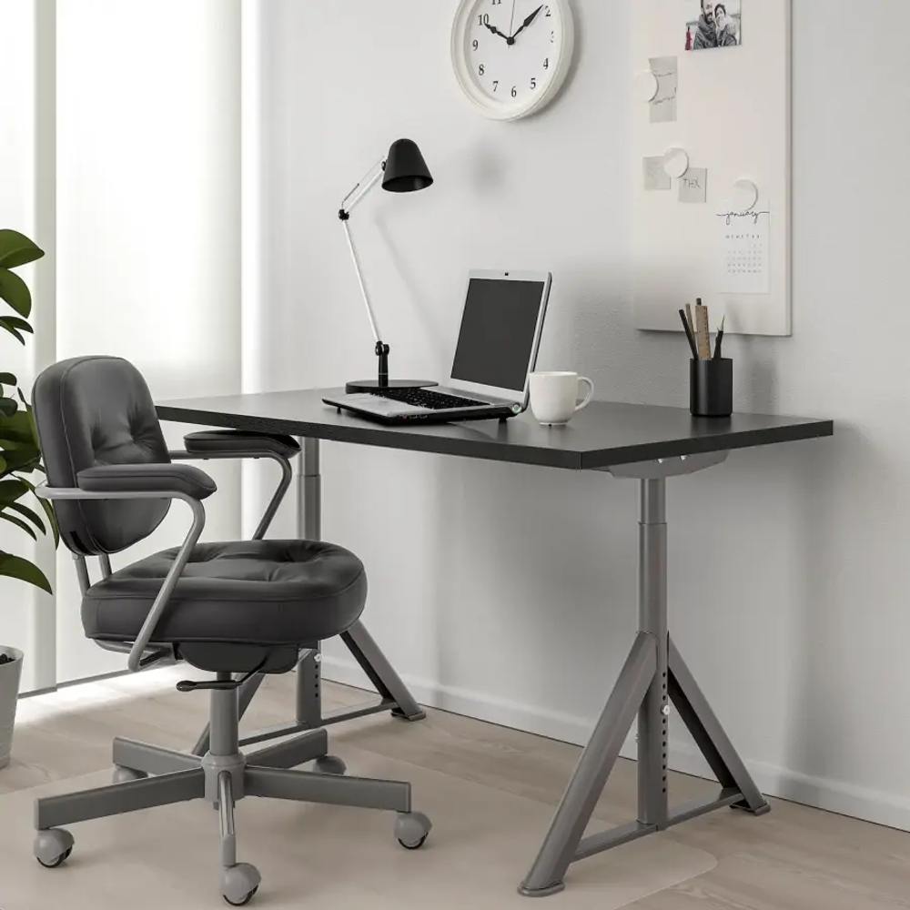 Письменный стол с регулировкой высоты - IKEA IDÅSEN/IDASEN, 120х70х65-79 см, черный/темно-серый, ИДАСЕН ИКЕА