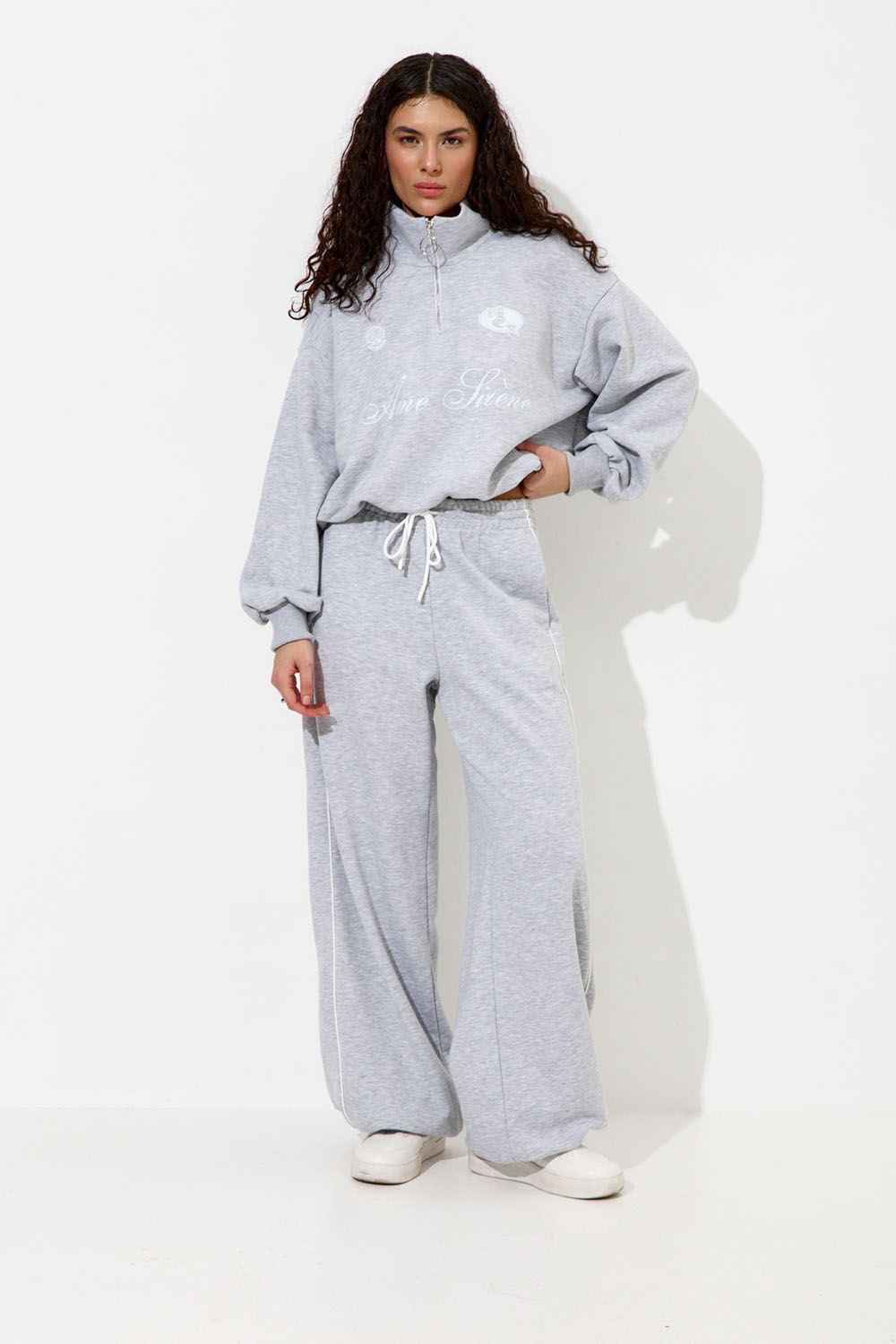 Олимпийка с короткой молнией "Âme Sirène" цвета серый меланж