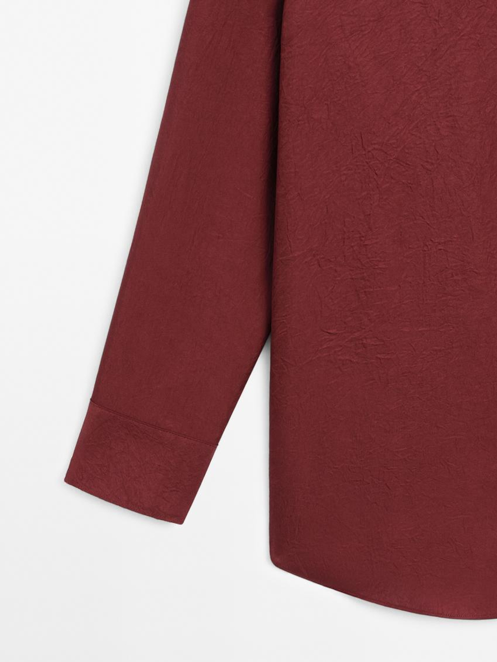 Massimo Dutti Струящаяся рубашка с длинными рукавами, вишнево-красный