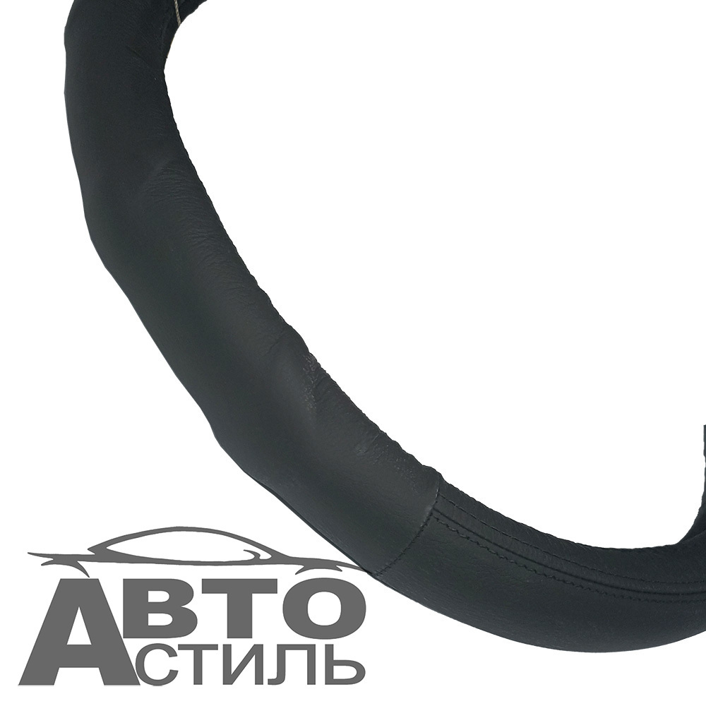 Оплетка на руль круглая Coolpart MAXIMAL (38*38) НАТУР КОЖА черный/черный 741BL-BL