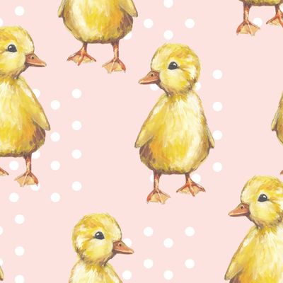 Милая акварельная уточка на розовом фоне