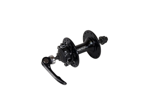 Втулка передняя QUANDO ROAD алюминий диск 6 болтов эксцентрик 28H ось 9х100х108мм, черная