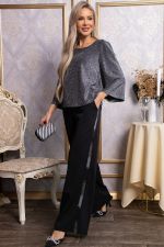 Брюки палаццо Полианна (черные/серебро) Б14828-8М LT Collection