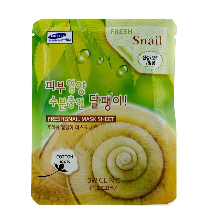 Маска для лица 3W Clinic Fresh Snail Mucus Mask Sheet тканевая с муцином улитки 23 г