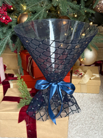 Платье Сетка (круг). Цвет: синий и черный.