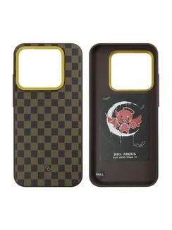 Защитный чехол для Realme GT8 Pro органо-силиконовый под карбон c MagSafe черно-коричневый шахматный (Black-Brown)