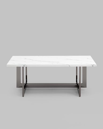 Журнальный столик Нэйтан 122*61 белый мрамор сталь темный хром