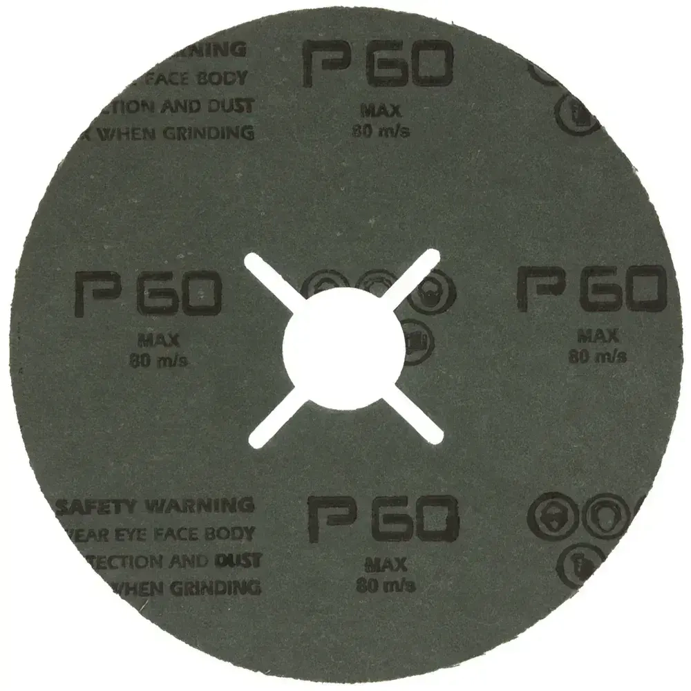 Фибровый шлифовальный круг по металлу DEBEVER 125 мм P60 (со шлицами), циркониевый корунд, 5 шт