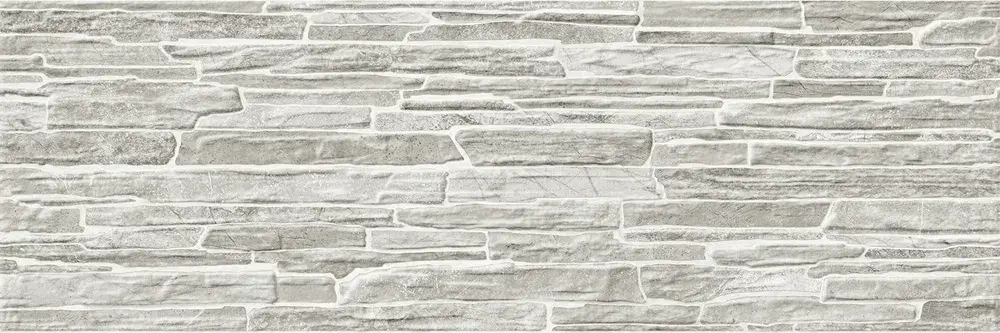 Настенная плитка ALMA Ceramica TWA11ROK717 Rocko 60x20 серая глянцевая рельефная под бетон / цемент