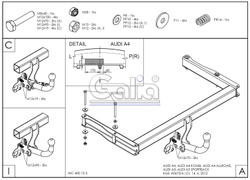 Фаркоп оцинкованный Galia A047A для Audi A4 B8 седан/универсал 2007-2015,A4 Allroad 2009-, A5 Sportback 2008-(паспорт и сертификат в комплекте)(без электрики)