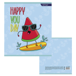 Тетрадь 36л., А5, клетка, Alingar "Crazy fruits", скрепка, мелованный картон (стандарт) , блок офсет, 4 дизайна в пленке т/у