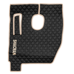 Ковры SHACMAN F3000 (экокожа, черный, бежевый кант, бежевая вышивка)