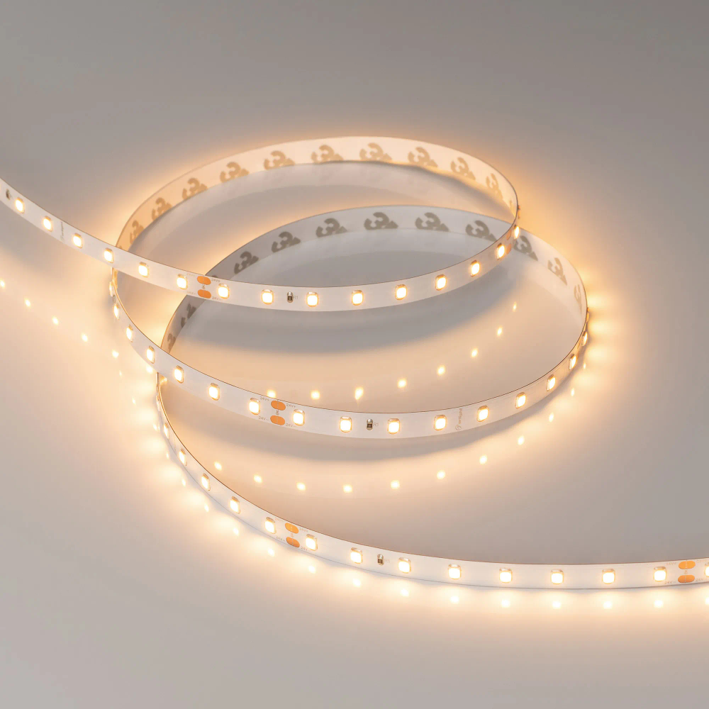 Светодиодная лента RT-A80-8mm 24V Warm2700 (6 W/m, IP20, 2835, 5m) (Arlight, высок.эфф.150 лм/Вт) 024514(2)