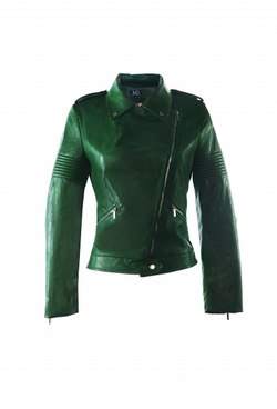 Куртка-косуха из экокожи зелёная 01-17LE