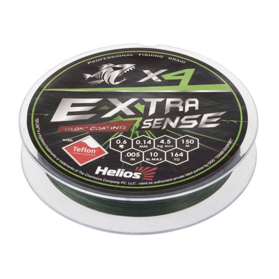 Шнур Helios Extrasense X4 PE Green 150m   0.6/10LB 0.14mm (HS-ES-X4-0.6/10LB)
