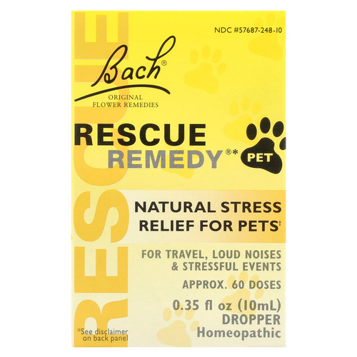 Bach, Original Flower Remedies, Rescue Remedy Pet, натуральное средство для снятия стресса, пипетка, 10 мл (0,35 жидк. унц.)