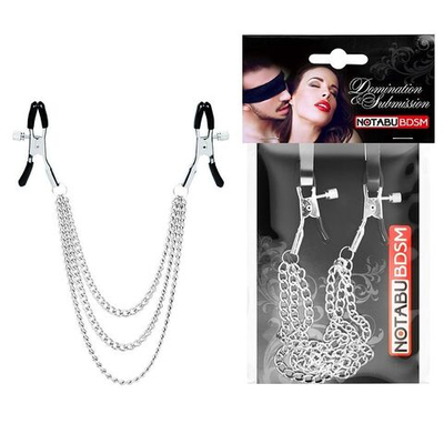 Оригинальные зажимы на соски с тройной цепочкой (Цвет: серебристый)
