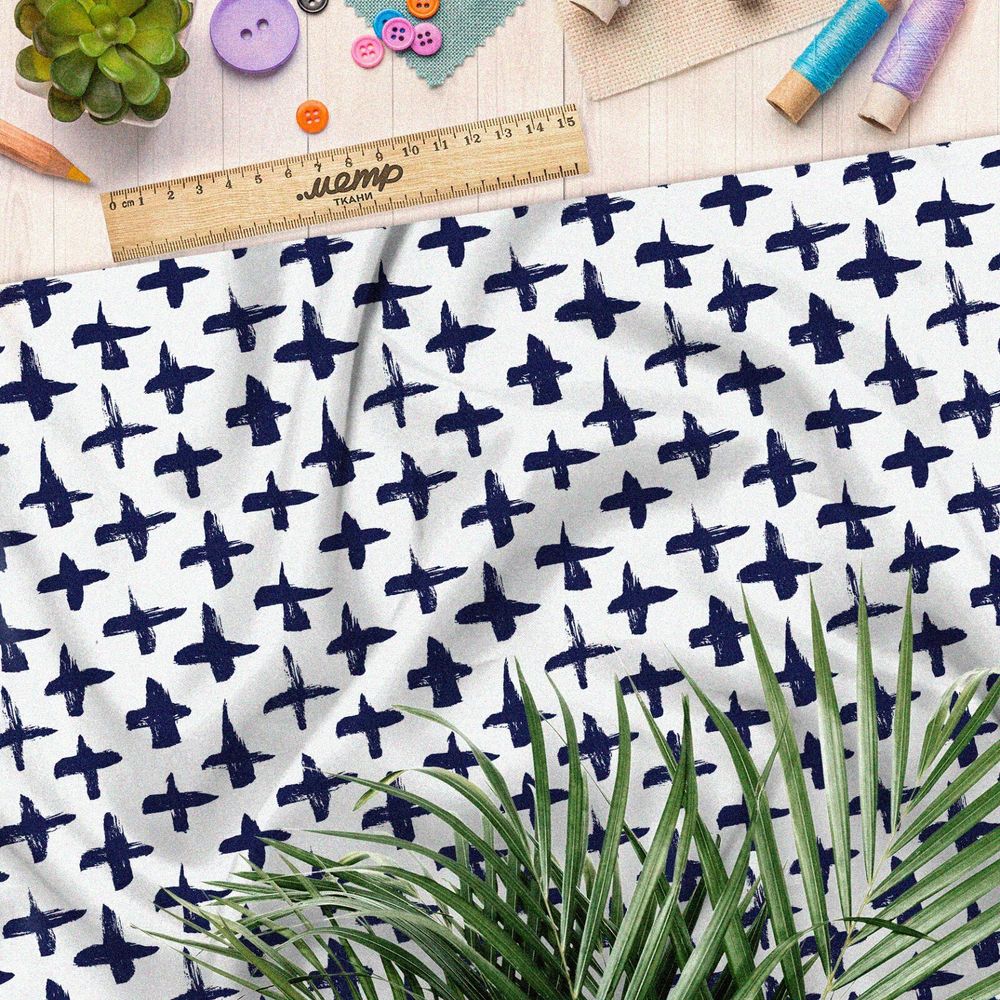 Ткань флис акварельные крестики