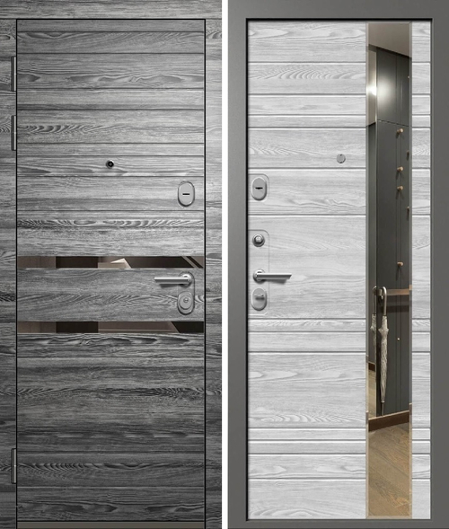 Входная дверь Ретвизан ОРФЕЙ 611 Серая шагрень+Вяз каньон вековой графит - Вяз каньон вековой айс