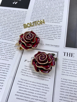 Накладка на пуговицу Роза объемная с красной эмалью