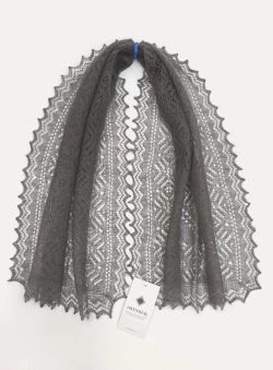 Оренбургский пуховый палантин А12040-03 серый