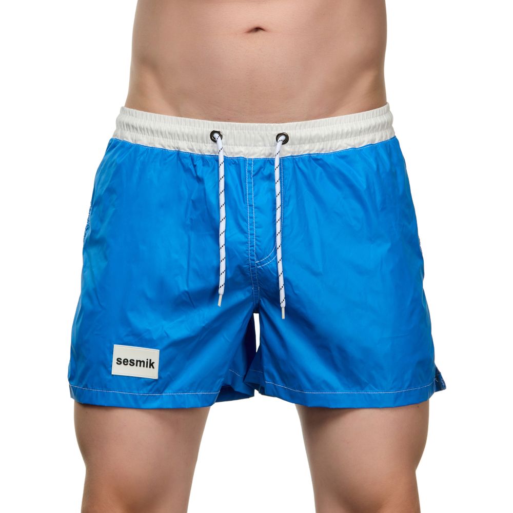 Мужские шорты синие с белым карманом сзади Sesmik STORM COLORS BLUE