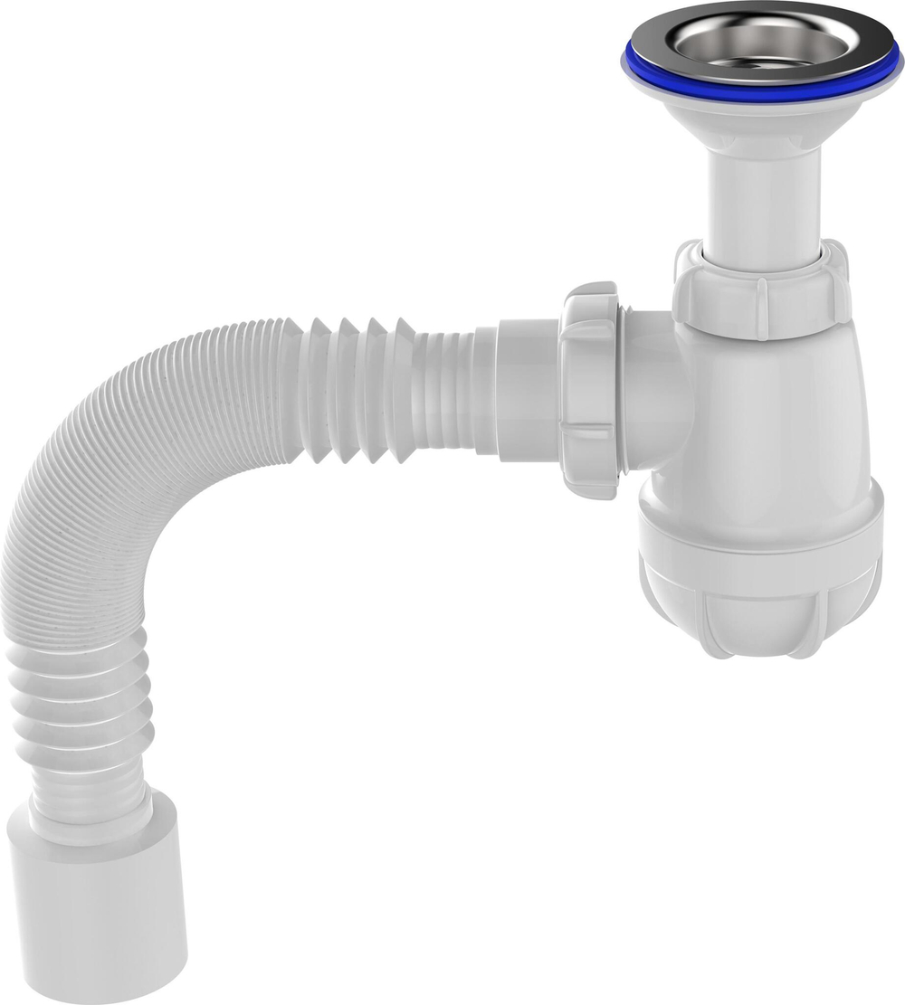 СИФОН ДЛЯ УМЫВАЛЬНИКА 1 1/2Х40 AQUANT С УДЛИН ГОРЛ С МЕТ.РЕШ. С Г.Т. 40Х50