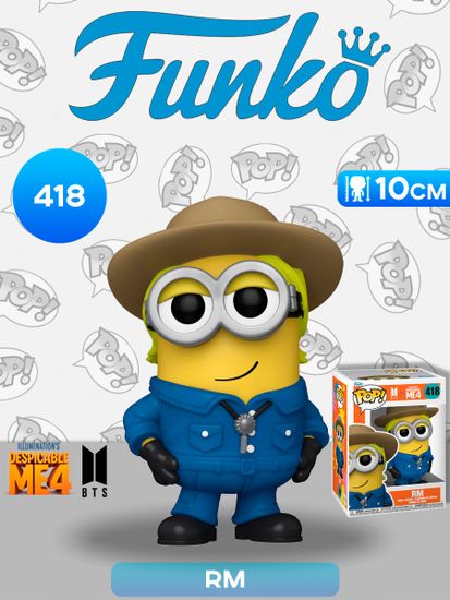 Фигурка Funko POP! Rocks BTS X Despicable Me 4 RM (418) 85967 / Фигурка Фанко ПОП! в виде участника группы BTS, стилизованного под миньона, RM
