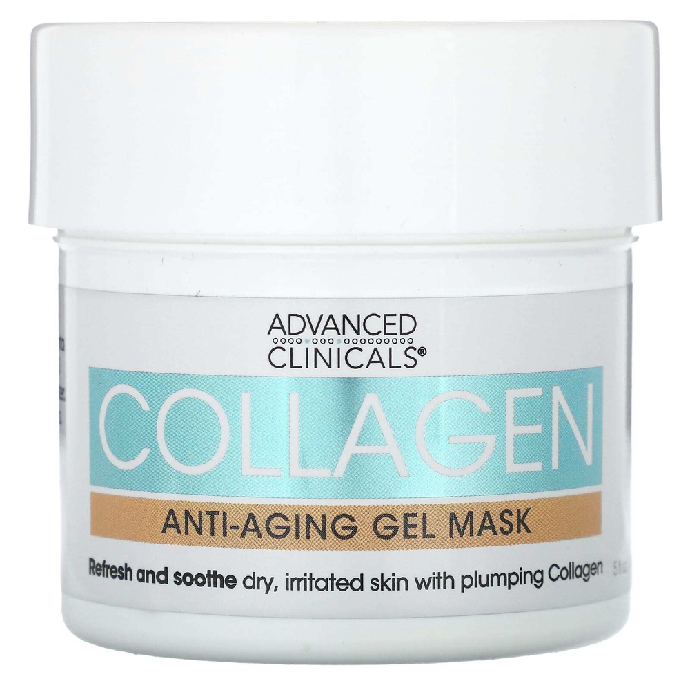 Advanced Clinicals, Collagen, антивозрастная гелевая косметическая маска, 148 мл (5 жидк. унц.)