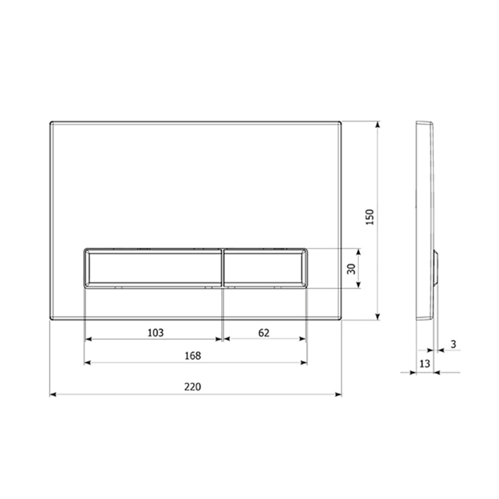 Кнопка смыва Veconi  Square Design VFSD-BLG