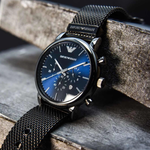 EMPORIO ARMANI Men"s Chronograph Gunmetal Stainless Steel Watch