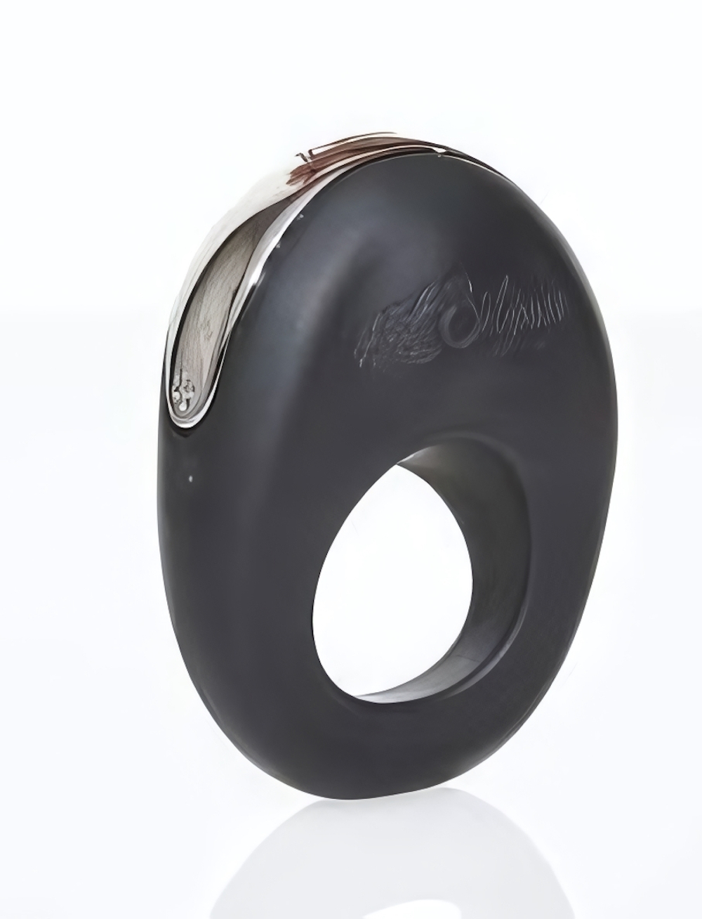 Черное эрекционное виброкольцо ATOM (Цвет: черный)