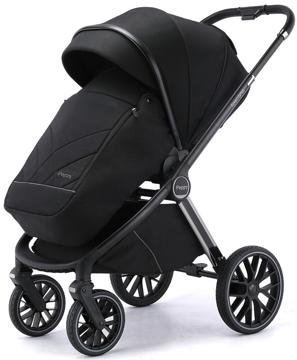Детская коляска Peppy Toscana 3 в 1 с автокреслом Verona Beige Black черный