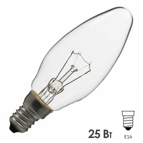Лампа накаливания свеча 25W 230V E14 260lm прозрачная (ДС230-25-1) d36x97mm Foton 4810053020773